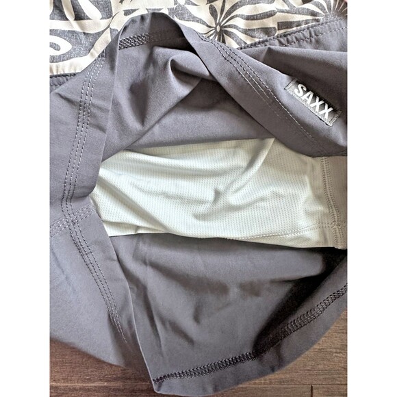 SAXX Men's Oh Buoy 2N1 Half Print Volley 5" Swim Shorts Gray Off White 2XL - Picture 9 of 13